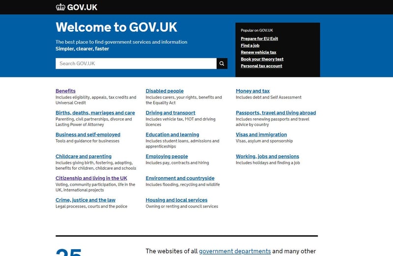 gov.uk homepage